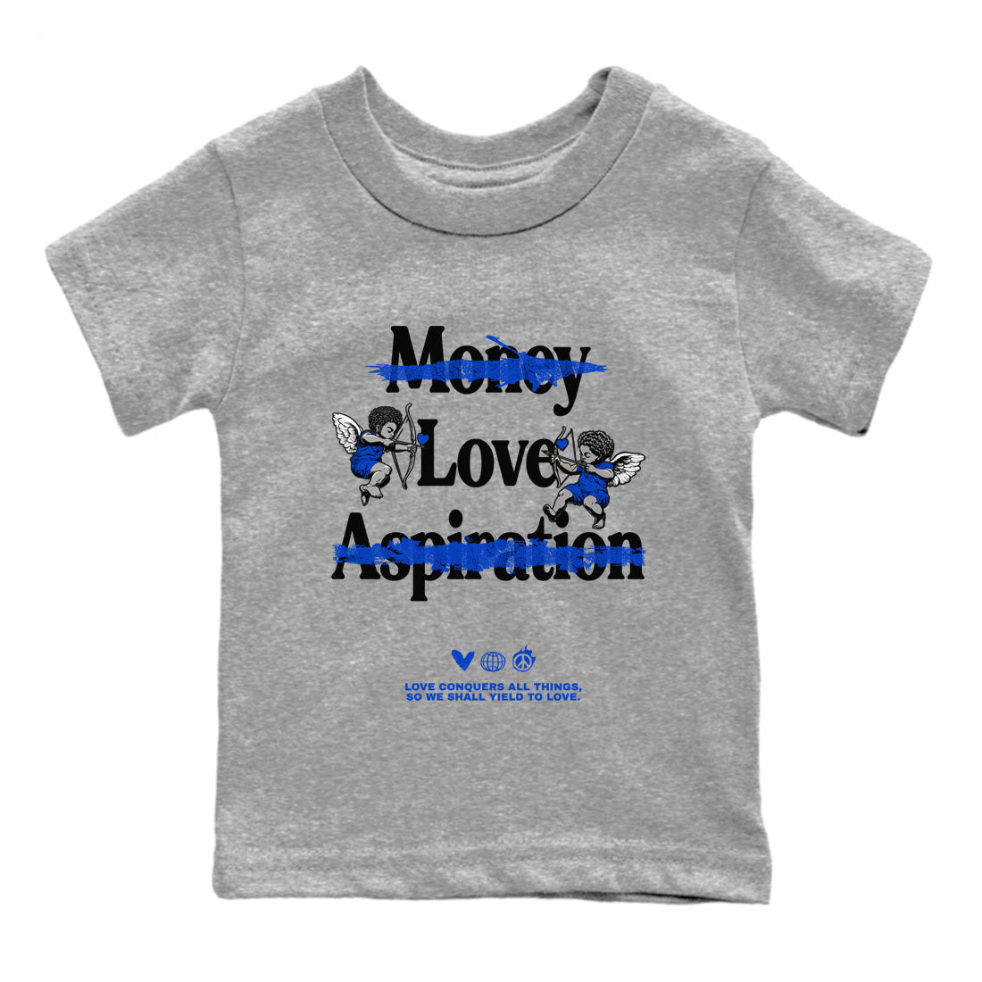 12s Blueberry shirts to match jordans Love Conquers All Things best t shirts to wear with jordans Air Jordan 12 Retro Blueberry match shoes to clothes SNRT Sneaker Tees Youth Baby Heather Grey 2 tee