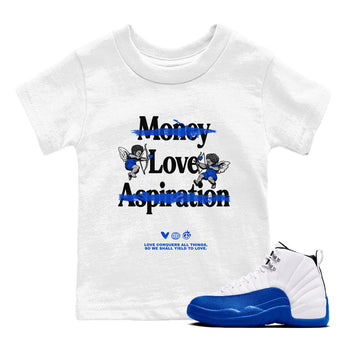 12s Blueberry shirts to match jordans Love Conquers All Things best t shirts to wear with jordans Air Jordan 12 Retro Blueberry match shoes to clothes SNRT Sneaker Tees Youth Baby White 1 tee