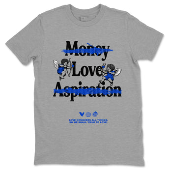 12s Blueberry shirts to match jordans Love Conquers All Things best t shirts to wear with jordans Air Jordan 12 Retro Blueberry match shoes to clothes SNRT Sneaker Tees unisex cotton Heather Grey 2 shirts