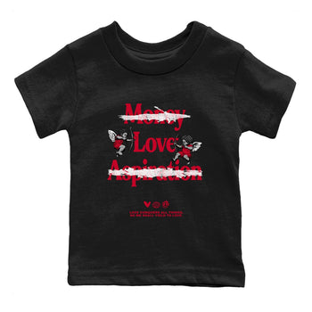 12s Flu Game shirts to match jordans Love Conquers All Things sneaker match tees Air Jordan 12 Retro Flu Game match shoes to clothes SNRT Sneaker Tees Youth Baby Black 2 tee