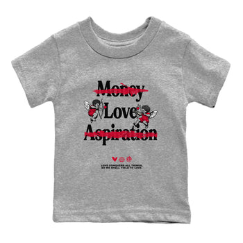 12s Flu Game shirts to match jordans Love Conquers All Things sneaker match tees Air Jordan 12 Retro Flu Game match shoes to clothes SNRT Sneaker Tees Youth Baby Heather Grey 2 tee