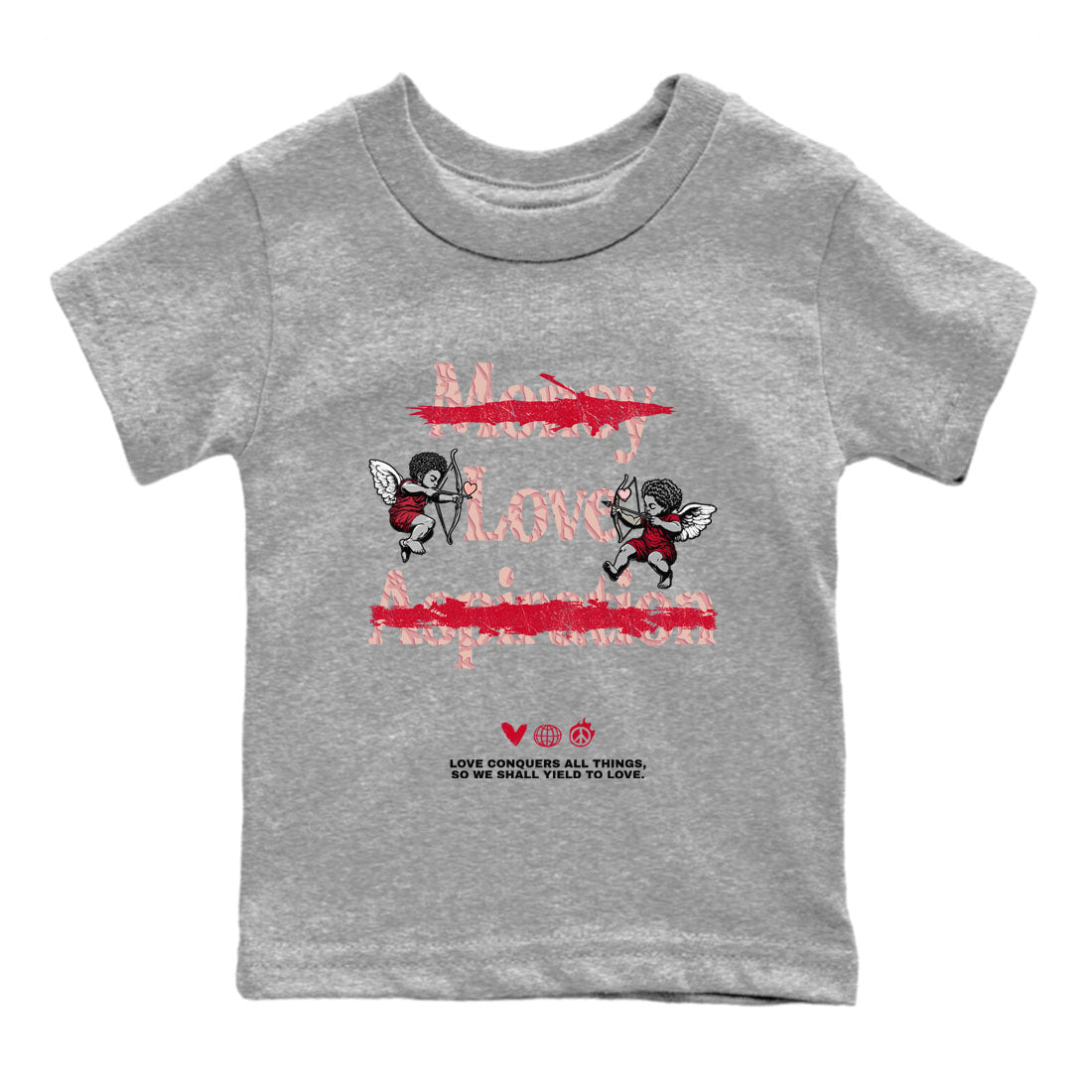 3s Valentines Day shirts to match jordans Love Conquers All Things best t shirts to wear with jordans Air Jordan 3 Valentines Day match shoes to clothes SNRT Sneaker Tees Youth Baby Heather Grey 2 tee