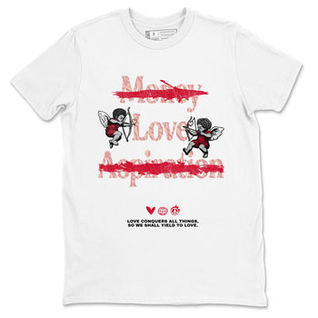 3s Valentines Day shirts to match jordans Love Conquers All Things best t shirts to wear with jordans Air Jordan 3 Valentines Day match shoes to clothes SNRT Sneaker Tees unisex cotton White 2 shirts