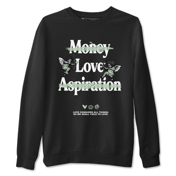 4s Abundance shirts to match jordans Love Conquers All Things sneaker match tees Air Jordan 4 Seafoam match shoes to clothes SNRT Sneaker Tees unisex cotton Black 2 shirts