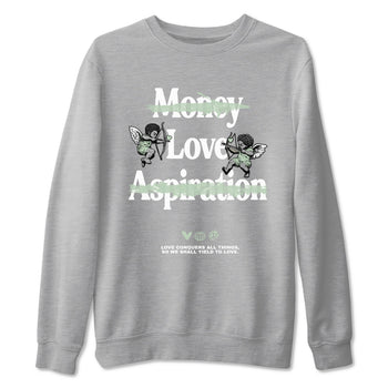 4s Abundance shirts to match jordans Love Conquers All Things sneaker match tees Air Jordan 4 Seafoam match shoes to clothes SNRT Sneaker Tees unisex cotton Heather Grey 2 shirts