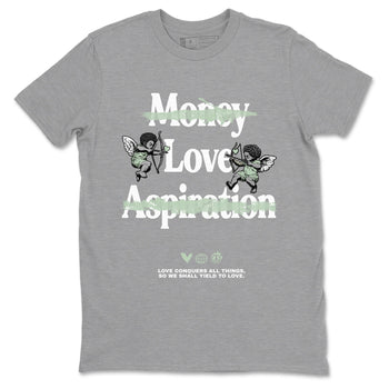 4s Abundance shirts to match jordans Love Conquers All Things sneaker match tees Air Jordan 4 Seafoam match shoes to clothes SNRT Sneaker Tees unisex cotton Heather Grey 2 shirts