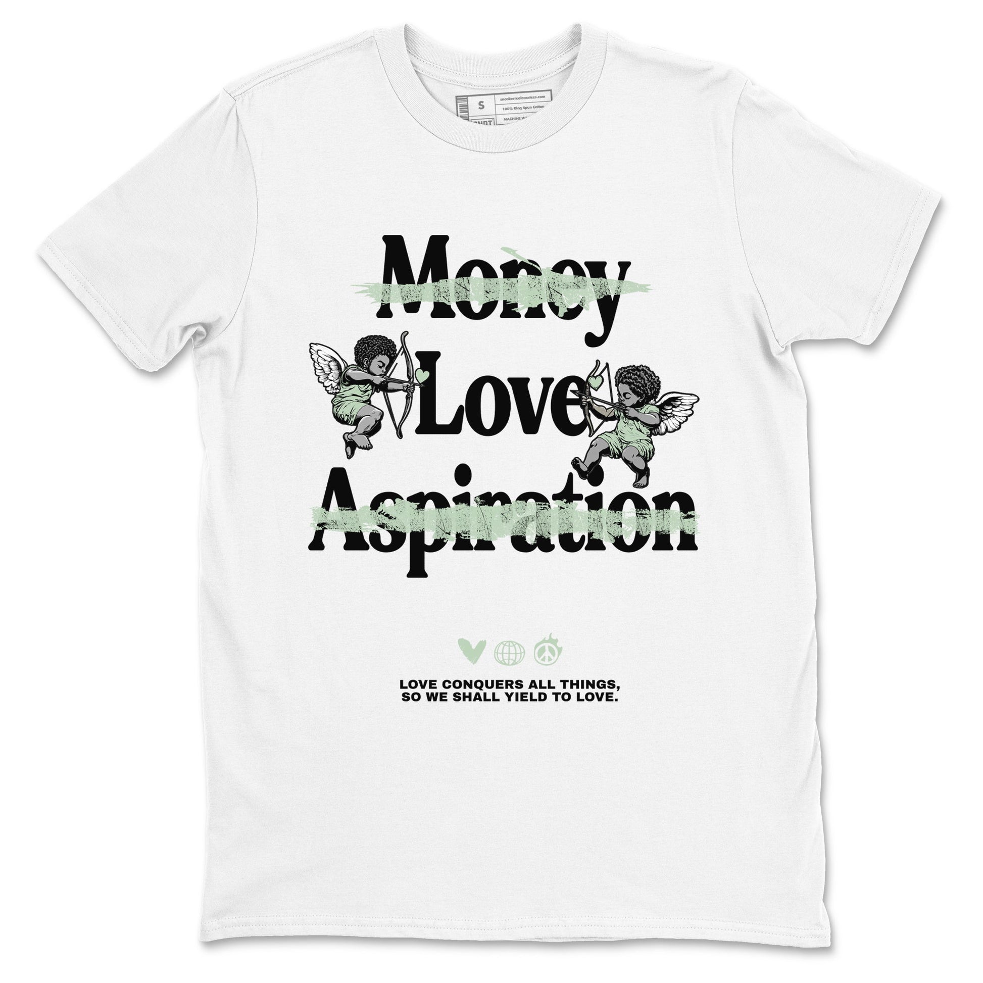 4s Abundance shirts to match jordans Love Conquers All Things sneaker match tees Air Jordan 4 Seafoam match shoes to clothes SNRT Sneaker Tees unisex cotton White 2 shirts
