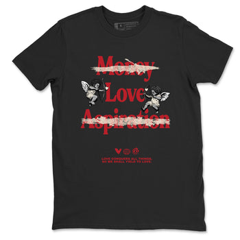 Sneaker match tees – Sneaker Tees To Match Air Jordan 4 Valentines Day Shoes – Love Conquers All Things Tee Black 2