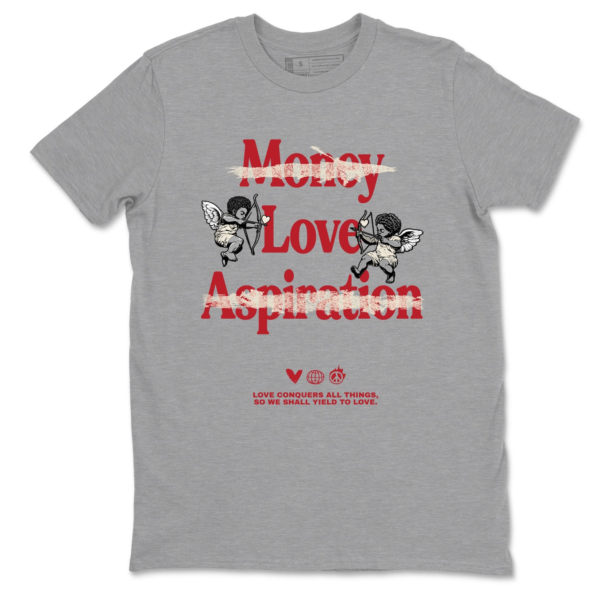 Sneaker match tees – Sneaker Tees To Match Air Jordan 4 Valentines Day Shoes – Love Conquers All Things Tee Heather Grey 2