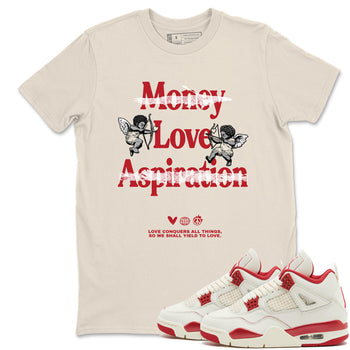 Sneaker match tees – Sneaker Tees To Match Air Jordan 4 Valentines Day Shoes – Love Conquers All Things Tee Natural 1