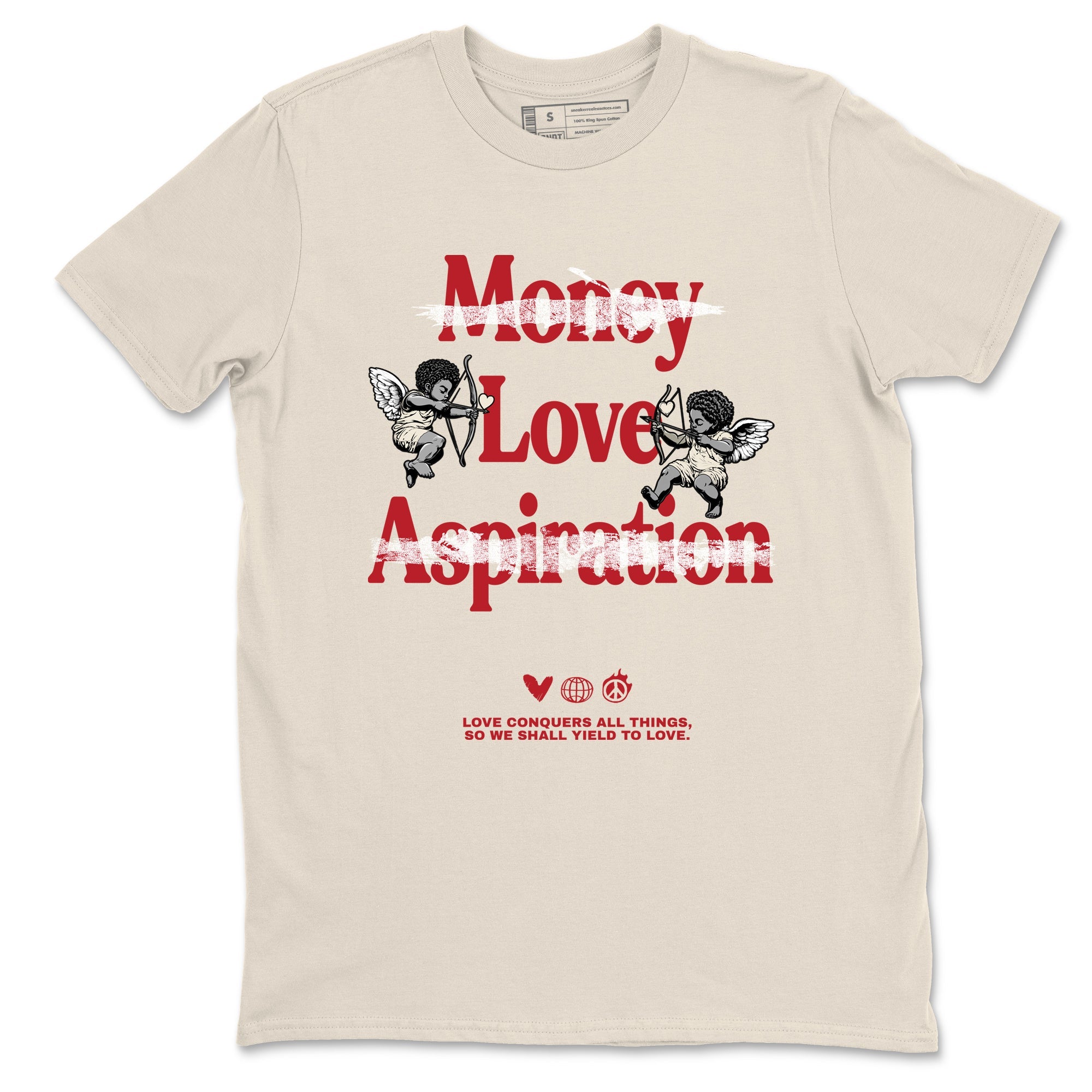 Sneaker match tees – Sneaker Tees To Match Air Jordan 4 Valentines Day Shoes – Love Conquers All Things Tee Natural 2