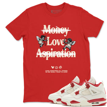 Sneaker match tees – Sneaker Tees To Match Air Jordan 4 Valentines Day Shoes – Love Conquers All Things Tee Red 1