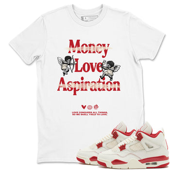 Sneaker match tees – Sneaker Tees To Match Air Jordan 4 Valentines Day Shoes – Love Conquers All Things Tee White 1