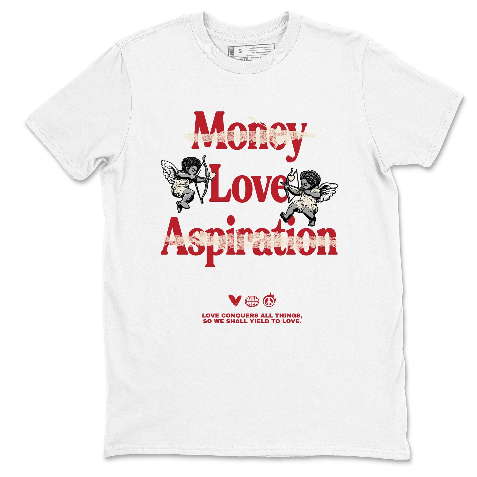Sneaker match tees – Sneaker Tees To Match Air Jordan 4 Valentines Day Shoes – Love Conquers All Things Tee White 2