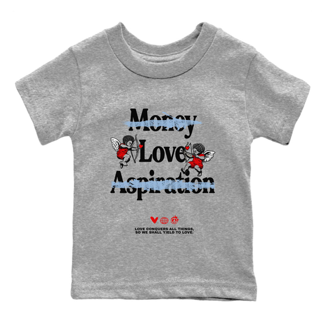 AJ5 Reimagined shirts to match jordans Love Conquers All Things best t shirts to wear with jordans Air Jordan 5 Retro OG Reimagined match shoes to clothes SNRT Sneaker Tees Youth Baby Heather Grey 2 tee