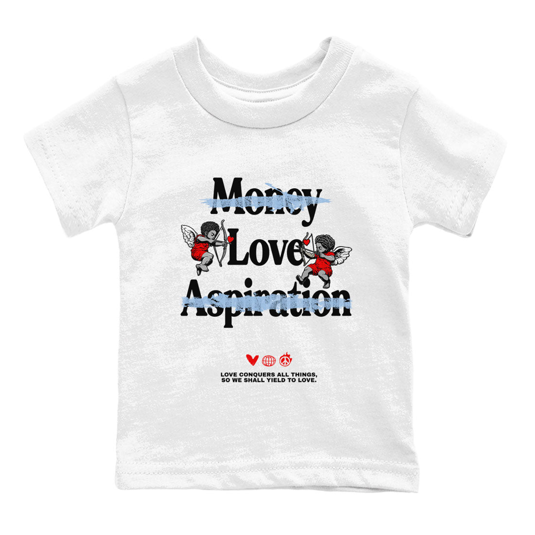 AJ5 Reimagined shirts to match jordans Love Conquers All Things best t shirts to wear with jordans Air Jordan 5 Retro OG Reimagined match shoes to clothes SNRT Sneaker Tees Youth Baby White 2 tee