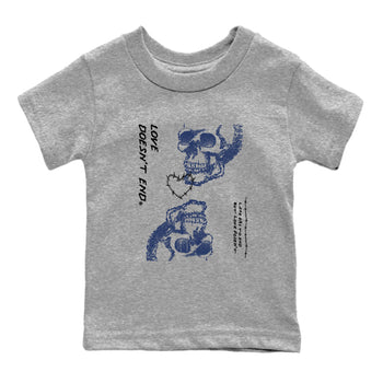 1s Midnight Navy shirts to match jordans Love Doesn't End sneaker match tees Air Jordan 1 Midnight Navy match shoes to clothes SNRT Sneaker Tees Youth Baby Heather Grey 2 tee