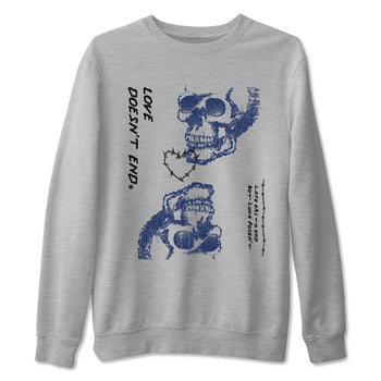 1s Midnight Navy shirts to match jordans Love Doesn't End sneaker match tees Air Jordan 1 Midnight Navy match shoes to clothes SNRT Sneaker Tees unisex cotton Heather Grey 2 shirts