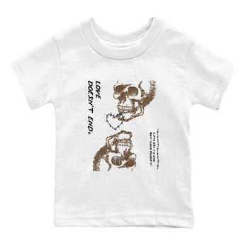 1s Mocha shirts to match jordans Love Doesn't End sneaker match tees Air Jordan 1 Low Mocha SNRT Sneaker Release Tees Youth Baby White 2 crew neck shirts