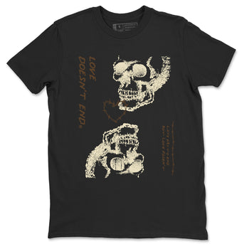 1s Mocha shirts to match jordans Love Doesn't End sneaker match tees Air Jordan 1 Low Mocha SNRT Sneaker Release Tees unisex cotton Black 2 crew neck shirts