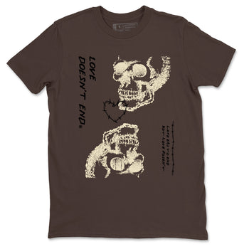 1s Mocha shirts to match jordans Love Doesn't End sneaker match tees Air Jordan 1 Low Mocha SNRT Sneaker Release Tees unisex cotton Dark Chocolate 2 crew neck shirts