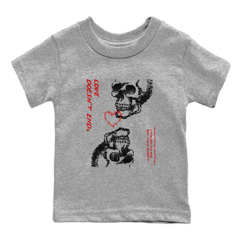 Air Jordan 11 Retro Bred Velvet shirts to match jordans Love Doesn't End sneaker match tees 11 Bred Velvet SNRT Sneaker Release Tees Youth Baby Heather Grey 2 crew neck shirts