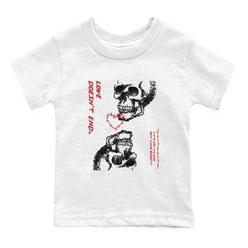 Air Jordan 11 Retro Bred Velvet shirts to match jordans Love Doesn't End sneaker match tees 11 Bred Velvet SNRT Sneaker Release Tees Youth Baby White 2 crew neck shirts