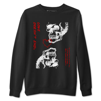 Air Jordan 11 Retro Bred Velvet shirts to match jordans Love Doesn't End sneaker match tees 11 Bred Velvet SNRT Sneaker Release Tees unisex cotton Black 2 crew neck shirts