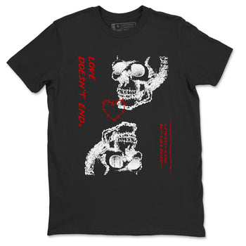 Air Jordan 11 Retro Bred Velvet shirts to match jordans Love Doesn't End sneaker match tees 11 Bred Velvet SNRT Sneaker Release Tees unisex cotton Black 2 crew neck shirts