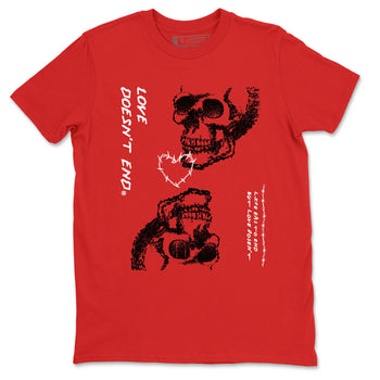Air Jordan 11 Retro Bred Velvet shirts to match jordans Love Doesn't End sneaker match tees 11 Bred Velvet SNRT Sneaker Release Tees unisex cotton Red 2 crew neck shirts