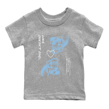 11s Legend Blue shirts to match jordans Love Doesn't End sneaker match tees Air Jordan 11 Legend Blue match shoes to clothes SNRT Sneaker Tees Youth Baby Heather Grey 2 tee