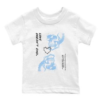 11s Legend Blue shirts to match jordans Love Doesn't End sneaker match tees Air Jordan 11 Legend Blue match shoes to clothes SNRT Sneaker Tees Youth Baby White 2 tee