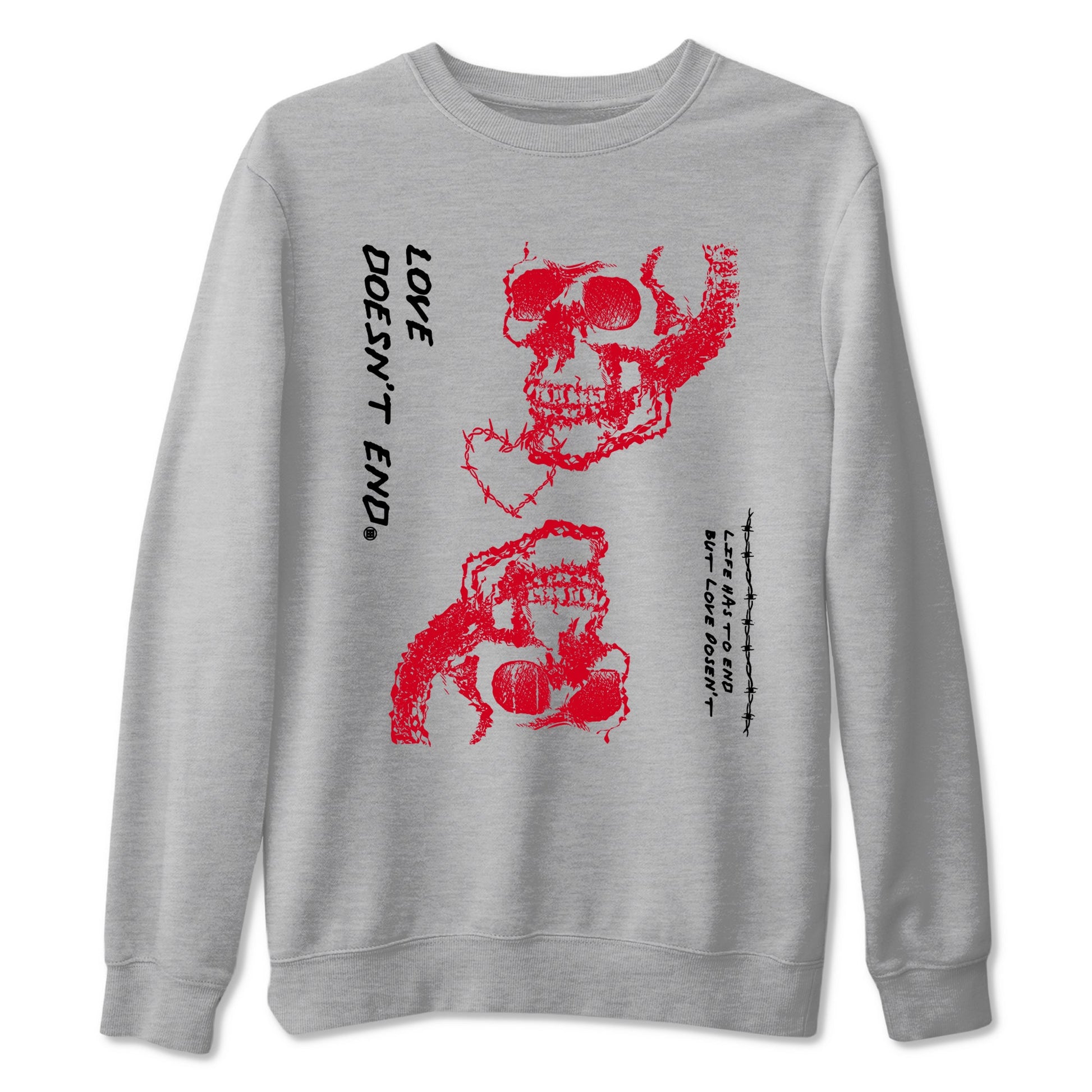 12s Flu Game shirts to match jordans Love Doesn't End best t shirts to wear with jordans AJ12 Retro Flu Game match shoes to clothes SNRT Sneaker Tees unisex cotton Heather Grey 2 shirts
