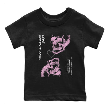 4s Retro Orchid shirts to match jordans Love Doesn't End sneaker match tees Air Jordan 4 WMNS Orchid match shoes to clothes SNRT Sneaker Tees Youth Baby Black 2 tee