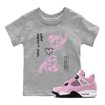 4s Retro Orchid shirts to match jordans Love Doesn't End sneaker match tees Air Jordan 4 WMNS Orchid match shoes to clothes SNRT Sneaker Tees Youth Baby Heather Grey 1 tee