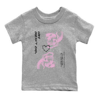4s Retro Orchid shirts to match jordans Love Doesn't End sneaker match tees Air Jordan 4 WMNS Orchid match shoes to clothes SNRT Sneaker Tees Youth Baby Heather Grey 2 tee