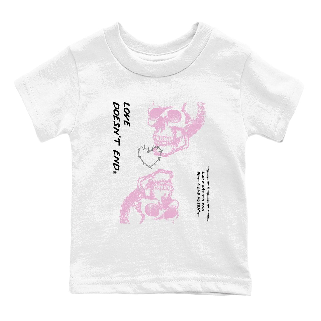 4s Retro Orchid shirts to match jordans Love Doesn't End sneaker match tees Air Jordan 4 WMNS Orchid match shoes to clothes SNRT Sneaker Tees Youth Baby White 2 tee