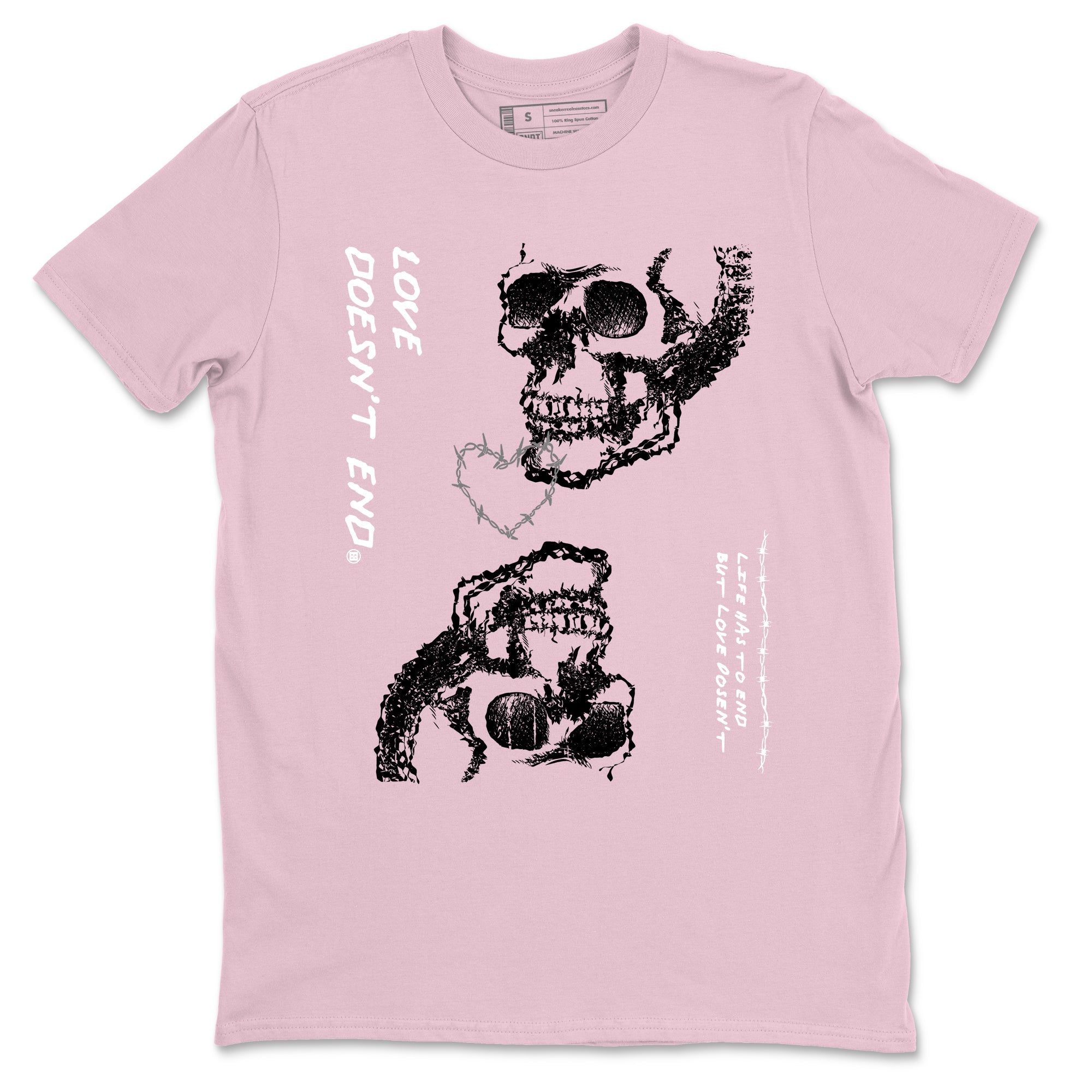 4s Retro Orchid shirts to match jordans Love Doesn't End sneaker match tees Air Jordan 4 WMNS Orchid match shoes to clothes SNRT Sneaker Tees unisex cotton Pink 2 shirts