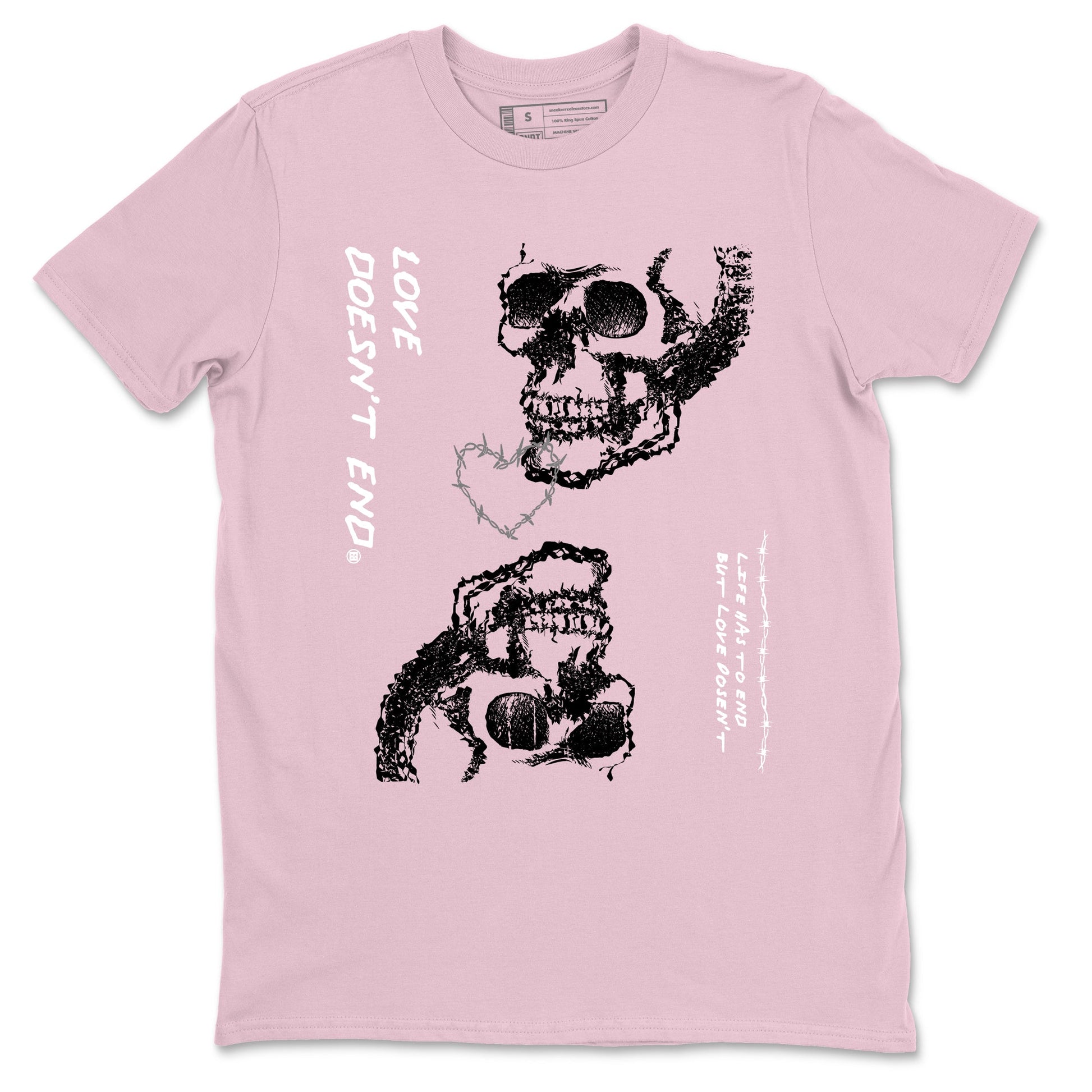 4s Retro Orchid shirts to match jordans Love Doesn't End sneaker match tees Air Jordan 4 WMNS Orchid match shoes to clothes SNRT Sneaker Tees unisex cotton Pink 2 shirts
