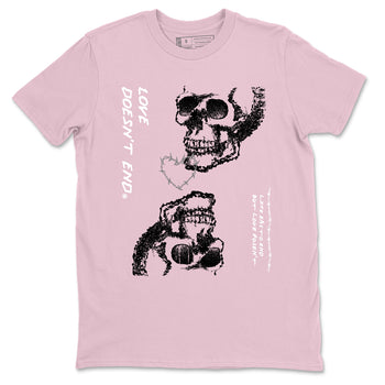 4s Retro Orchid shirts to match jordans Love Doesn't End sneaker match tees Air Jordan 4 WMNS Orchid match shoes to clothes SNRT Sneaker Tees unisex cotton Pink 2 shirts