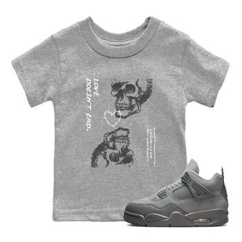 4 Wet Cement shirts to match jordans Love Doesn't End sneaker match tees Air Jordan 4 Retro Wet Cement SNRT Sneaker Release Tees Youth Baby Heather Grey 1 crew neck shirts