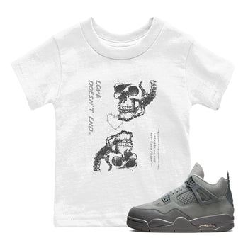 4 Wet Cement shirts to match jordans Love Doesn't End sneaker match tees Air Jordan 4 Retro Wet Cement SNRT Sneaker Release Tees Youth Baby White 1 crew neck shirts