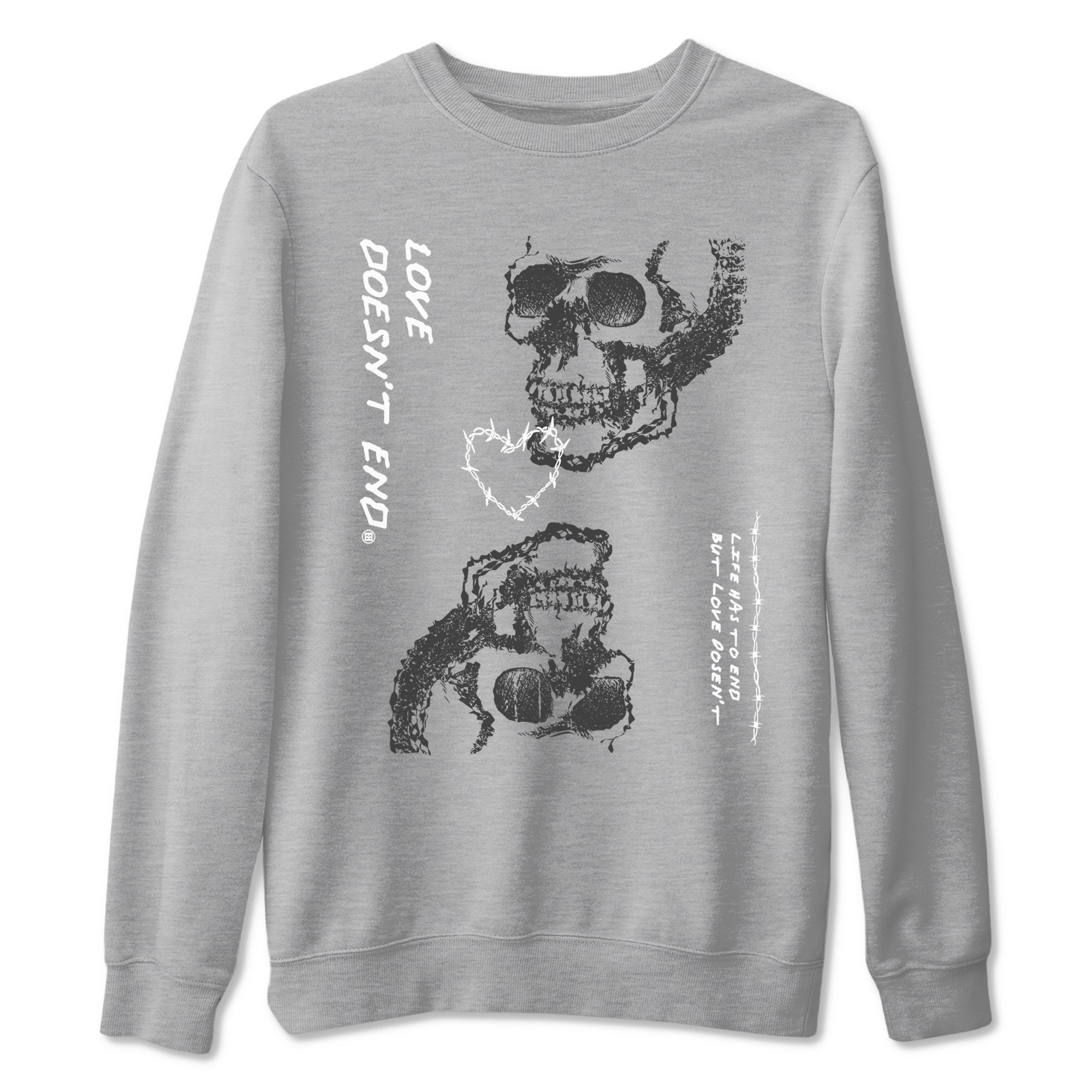 4 Wet Cement shirts to match jordans Love Doesn't End sneaker match tees Air Jordan 4 Retro Wet Cement SNRT Sneaker Release Tees unisex cotton Heather Grey 2 crew neck shirts