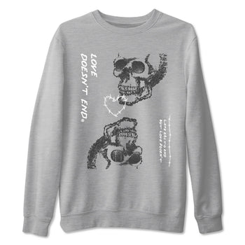 4 Wet Cement shirts to match jordans Love Doesn't End sneaker match tees Air Jordan 4 Retro Wet Cement SNRT Sneaker Release Tees unisex cotton Heather Grey 2 crew neck shirts