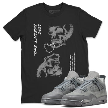 4 Wet Cement shirts to match jordans Love Doesn't End sneaker match tees Air Jordan 4 Retro Wet Cement SNRT Sneaker Release Tees unisex cotton Black 1 crew neck shirts