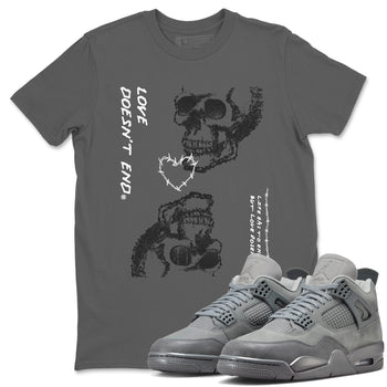4 Wet Cement shirts to match jordans Love Doesn't End sneaker match tees Air Jordan 4 Retro Wet Cement SNRT Sneaker Release Tees unisex cotton Cool Grey 1 crew neck shirts
