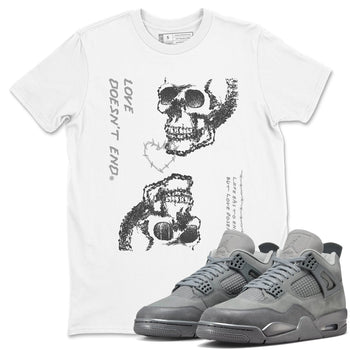 4 Wet Cement shirts to match jordans Love Doesn't End sneaker match tees Air Jordan 4 Retro Wet Cement SNRT Sneaker Release Tees unisex cotton White 1 crew neck shirts