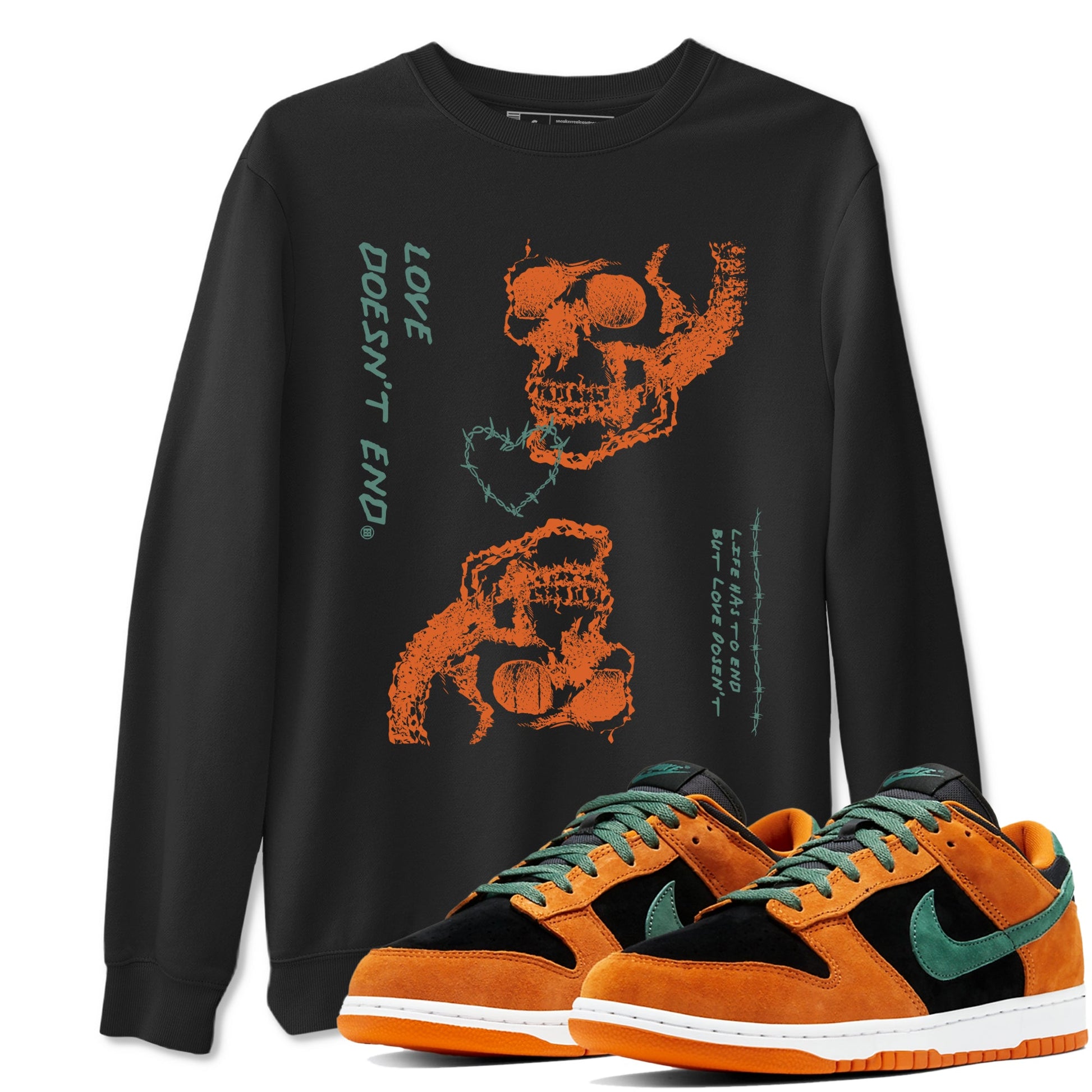 Dunk Low Ceramic shirts to match jordans Love Doesn't End sneaker match tees Dunk Ceramic match shoes to clothes SNRT Sneaker Tees unisex cotton Black 1 shirts