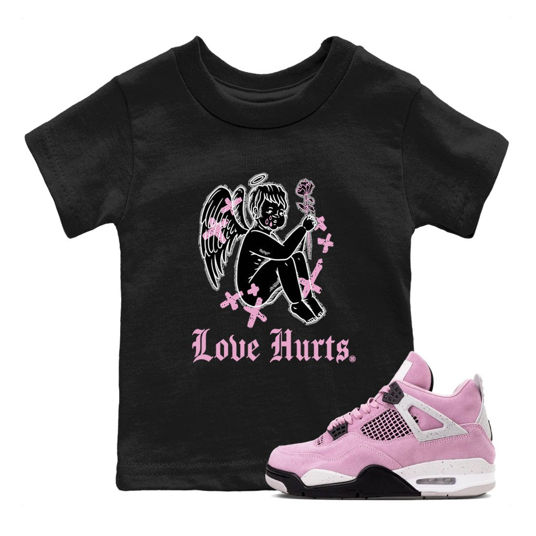 4s Retro Orchid shirts to match jordans Love Hurts sneaker match tees Air Jordan 4 WMNS Orchid match shoes to clothes SNRT Sneaker Tees Youth Baby Black 1 tee