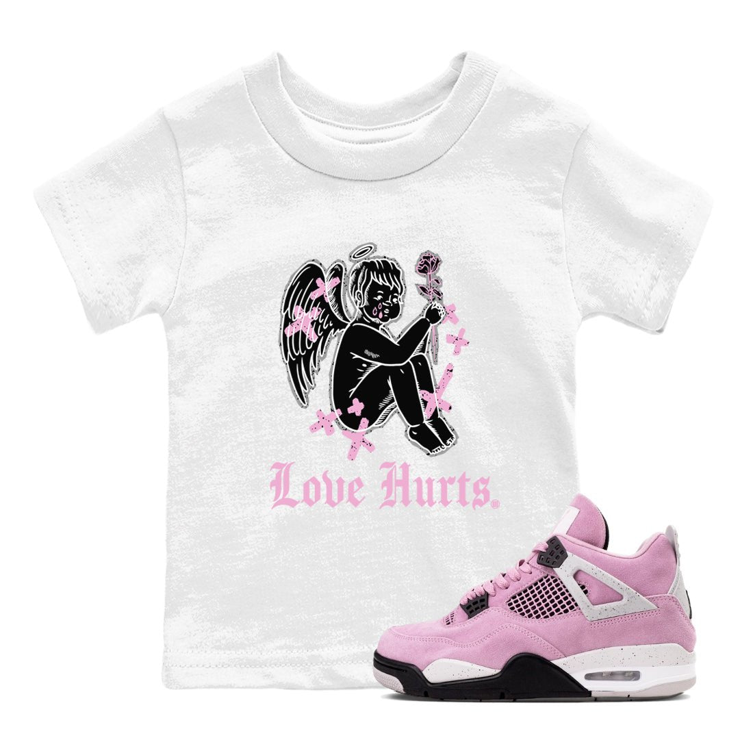 4s Retro Orchid shirts to match jordans Love Hurts sneaker match tees Air Jordan 4 WMNS Orchid match shoes to clothes SNRT Sneaker Tees Youth Baby White 1 tee